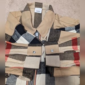 Exaggerated Check Wool Cotton Overshirt